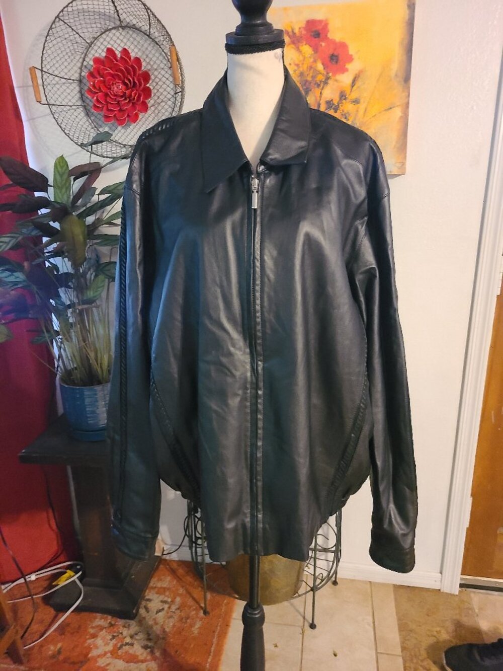 Utah Woolen Mills Black Lamb Leather Moto Jacket Men’s XL Buttery Soft Leather